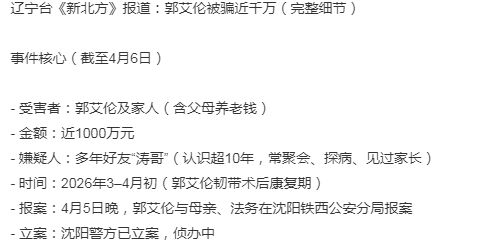 郭艾伦回应被好友诈骗传闻：未受骗并追责造谣